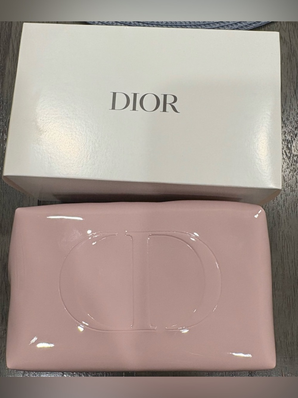*New Dior Glossy Pastel Pink Patent Cosmetic Zip Pouch